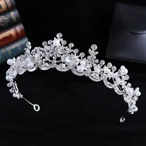 Alliage Baroque Bridal Head Pieces Diamond Crown Korea Pearl Accessoire Femme Corona Luxury Zircon Crystal Diadem De Novia En