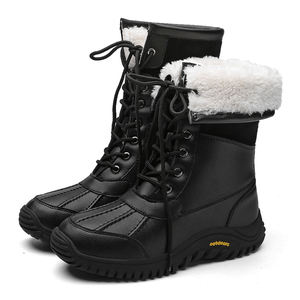 รองเท้าบูทหุ้มข้อผู้หญิงสำหรับฤดูหนาวปี 2026 รองเท้าบูทหิมะแบบหนาพิเศษ อุ่นสบาย พื้นเรียบ ทรงสูง วัสดุ PU ด้านบนบุผ้าพลัฌและผ้าฝ้าย ซับในยาง - Product Image 6