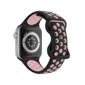 COOLYEP 38mm 42mm Breathable Hole Rubber Silicone Bracelet Sport Watch Band For Apple Series 1 2 3