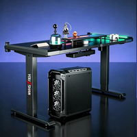 Bureau de jeu noir, poste de travail électrique réglable avec éclairage RGB, table de jeu ergonomique moderne