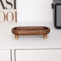 Plateau en bois massif moderne et minimaliste en noyer noir, assiette à collation et dessert, plat de rangement pour bijoux d'entrée, petite assiette créative pour bureau