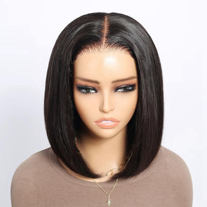 Vente en gros perruques courtes péruviennes sans colle pour femmes noires perruque vietnamienne naturelle droite Hd dentelle frontale cheveux humains Bob - Product Image 3