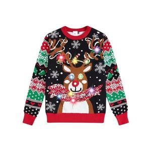 Toptan Özel Noel Karikatür Hayvan Desenli Jakarlı Kazak, Erkekler ve Kadınlar için Yuvarlak Yaka Bol Örgü Kazak - Product Image 4