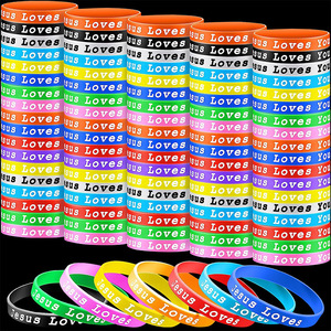 KOMI 10pc Color oración fe Biblia verso pulseras de silicona cristiano Jesús pulseras de goma Jesús te ama pulseras de silicona - Product Image 1