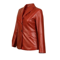 Blazer pour femme en peau de mouton rouge véritable, à un seul bouton, respirant, léger, coupe ajustée, mode automne/printemps/hiver, pour le bureau