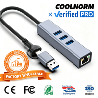 Hub de Tarjeta de Red Externa Gigabit, Adaptador Dual USB a RJ45 sin Controladores, Estación de Acoplamiento Convertidora de Red Cableada