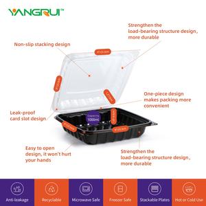 Pabrik Cina wadah makanan Microwave sekali pakai kemasan kotak makanan penyimpanan makan dapat ditumpuk piring dengan tutup - Product Image 3