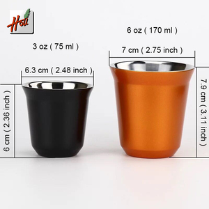 6oz <span class=keywords><strong>Nespresso</strong></span> <span class=keywords><strong>Pixie</strong></span> doble pared regalo elegante tazas de metal por Hou - Product Image 2