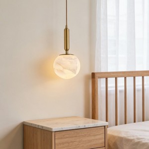 Suspension moderne minimaliste en laiton et marbre tout en cuivre pour chambre à coucher, tête de lit et salle à manger - Product Image 4