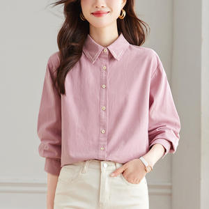 Camisa Sencilla de Manga Larga para Mujer en Algodón, Blusa de Moda - Product Image 3