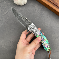 Couteau pliant Damas pour le camping et les activités de plein air, couteau de poche EDC populaire pour fruits, OEM DIY