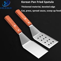 Offre Spéciale – Ensemble de 2 Spatules de Barbecue en Acier Inoxydable Style Coréen avec Manche en Bois pour Cuisine et Cuisson en Extérieur