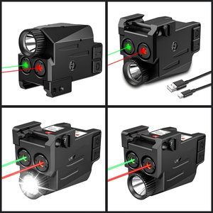 Lampe torche combinée avec point rouge/vert, rechargeable par USB, en alliage d'aluminium, torche de chasse, logo personnalisé imprimé - Product Image 4