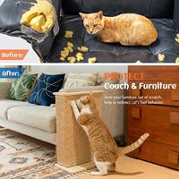 En stock : Griffoir d'angle classique en bois pour chat avec laine et sisal – Tapis de griffage durable pour accoudoir de canapé – Vente en gros