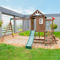 Ensemble de balançoires en bois de sapin chinois Tosen, maison de jeu, toboggan, mur d'escalade - Équipement de jeu extérieur durable pour enfants de 2 à 13 ans