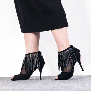 Giày Cao Gót Cao Đến Mắt Cá Chân Tua Rua Giày Nữ Salsa Thoải Mái Giày Cao Gót Giày Khiêu Vũ Lớp Flamenco <span class=keywords><strong>Tango</strong></span> Dance Boots - Product Image 5