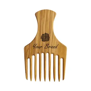 Customized 100% natural olive hair tooth comb for hotel travel biodegradable portable laser logo wooden handle eco friendly