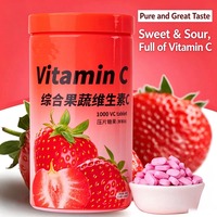 Comprimés de Vitamine C de grande taille, 1000 unités/flacon, saveur orange pour adultes, stock usine, production OEM