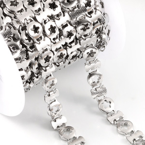 Cadena de Eslabones con Estrella Hueca de Acero Inoxidable, Nueva Moda |   Cadena Gruesa y Resistente para Hacer Collares, Gargantillas y Pulseras, para Joyería Moderna - Product Image 1