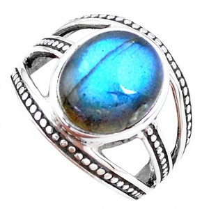 Bague unisexe tendance au design classique en onyx bleu feu naturel, en argent sterling 925, faite à la main, sertie clos, certifiée IGI, idéale pour les fêtes - Product Image 2