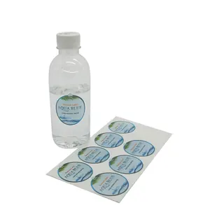 Individuele Custom Waterdicht Zuiver Water Wrap Fles Papieren Etiketten Drinken Ronde Stickers