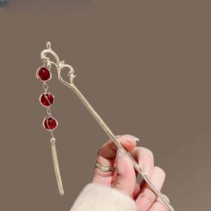 Pinza para el pelo vintage con linterna roja festiva, estilo chino moderno, con borlas, para peinados casuales Hanfu, joyería para el cabello de mujer - Product Image 2