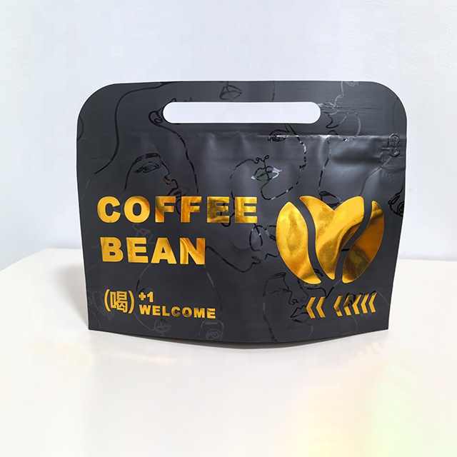 Custom Print Stand Up Black Color Coffee Bean Pouch with Low MOQ