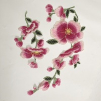 Applique en dentelle brodée de fleurs multicolores rouge en gros pour vêtements LT2802A