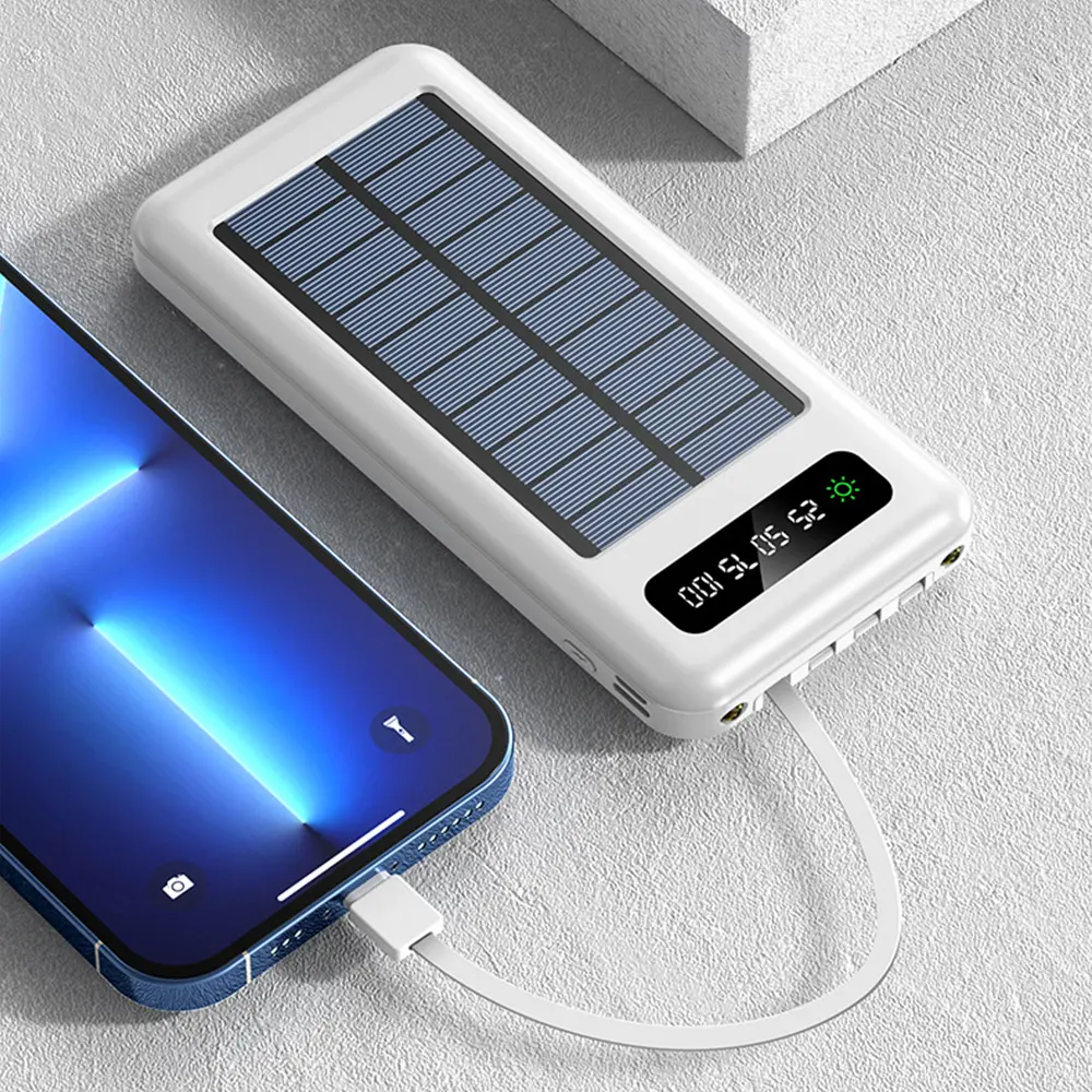 2021 yeni ürünler güneş enerjisi bankası sıcak trend 20000mAh çift USB 2.1A Ultra ince elektronik taşınabilir şarj feneri
