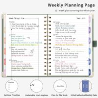 Agenda Personnalisé A5 | Planificateur Hebdomadaire/Mensuel Flexible avec Couverture Rigide en Papier 100 g/m² 14,5x21cm pour Organisateurs