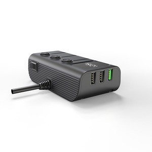 Allume-cigare de <span class=keywords><strong>voiture</strong></span> intelligent multifonctionnel à 3 trous, chargeur USB, indicateur LED, surveillance de la tension 12-24V, charge rapide QC3.0 PD - Product Image 2