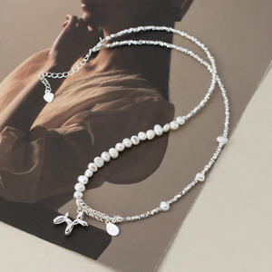 Collar de Plata S925 con Diseño de Perla Fragmentada, Estilo Fresco y Dulce, Temperamento Único, Y02617, Colgantes y Dijes de Moda - Product Image 3