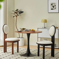 Chaise de salle à manger en tissu avec dossier rond, structure en bois massif, chaise de loisirs moderne pour la maison et le café