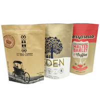 Sacs d'emballage alimentaire personnalisés avec logo imprimé, pochettes en papier kraft 100% compostables, emballage plat pour noix et en-cas