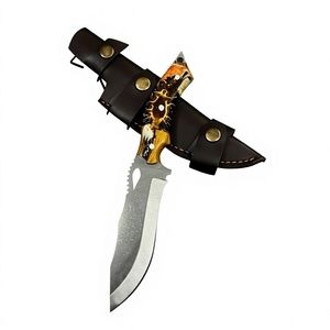 Couteau de chasse Jexa Jexa-HC-190 léger et durable à lame fixe, couteau à dépecer pour le camping, bord partiellement dentelé, époxy jaune - Product Image 6