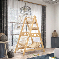Arbre à chat en bois écologique XZ avec griffoir, filet d'escalade, nid, hamac et lit pour chats - Grande taille pour jouer et dormir