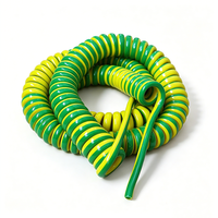 Câble d'alimentation spiralé en PU jaune-vert personnalisé de 3 m, monoconducteur 2,5 mm², fil de terre flexible pour équipement industriel