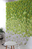 Toile de fond murale de fleurs de mariage 8ft X 8ft vert bébé souffle Rose fleur artificielle mur 3D pour décor panneau enroulable