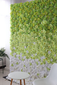 ฉากหลังดอกไม้แต่งงาน8FT 8FT สีเขียวลายดอกกุหลาบดอกไม้ประดิษฐ์ผนัง3D สำหรับตกแต่งแผงแบบม้วนขึ้น - Product Image 4
