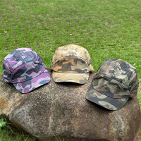 Sun Protect 5 Panel Camo Camp Cap Sport Running Camper Hat Ligero Montañismo al aire libre Camuflaje Sombrero táctico para senderismo