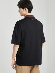 Men's Summer Casual <strong>White</strong> T-Shirt Contrast Color Short- &amp; Half-Sleeved for <strong>Polo</strong> High-End Style <strong>Top</strong> with Simple Solid Pattern - Product Image 5