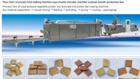 Ligne de production automatique de protéines de soja texturées, extrudeuse bivis, produisant divers produits végétaux de forme variée à base de protéines de soja