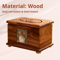 Urna para Mascotas de Madera Maciza con Marco para Fotos, Elegante Caja de Cremación para Cenizas de Gatos, Recuerdo Conmemorativo, Precio de Fábrica, Venta al Por Mayor