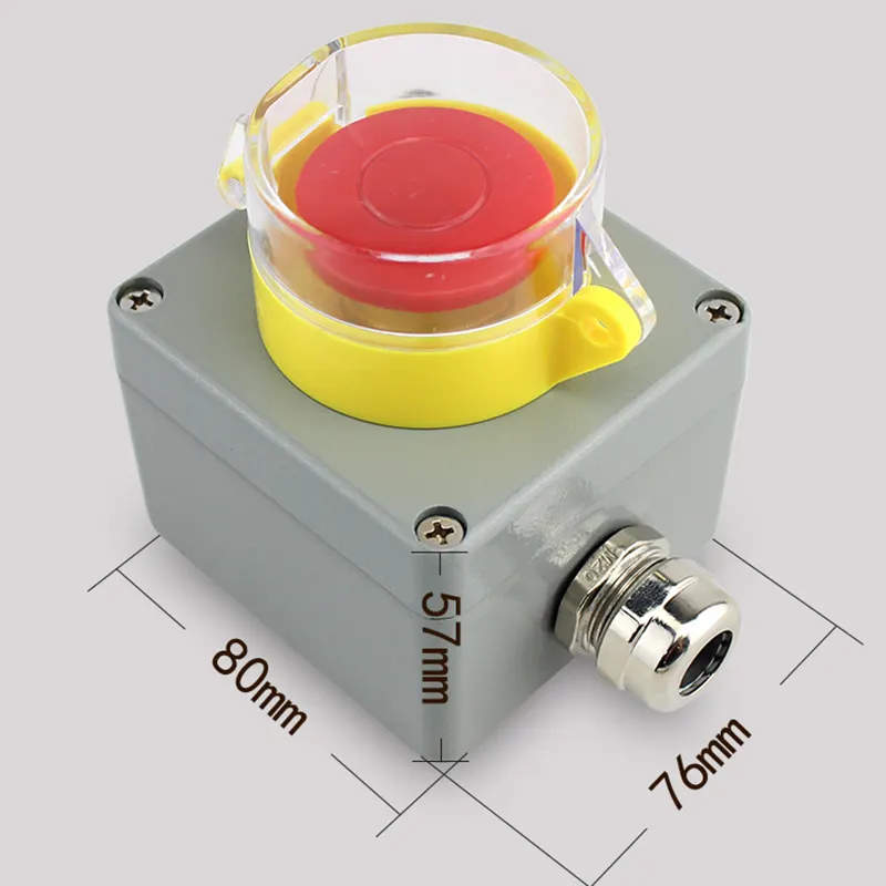 Chất Lượng Cao Nhôm Một Lỗ Màu Đỏ Nấm Head Push Button Khẩn Cấp Hộp