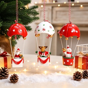 Lot de décorations de Noël en forme de montgolfière mignonnes, cloche de Père Noël, pendentifs colorés imprimés pour sapin de Noël - Product Image 2