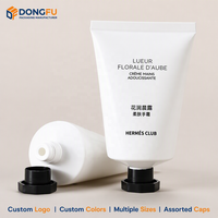 Tube souple PE vide personnalisé 50 ml pour crème pour les mains, givré, avec bouchon à vis noir, emballage plastique pour lotion et soins de la peau, logo personnalisé