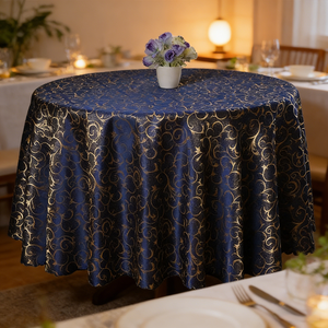 Tovaglia Rotonda in Poliestere Jacquard Damasco da 120 Pollici per Matrimoni e Feste, Vendita all'Ingrosso - Product Image 1