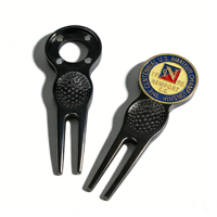 Alat Perbaikan Lapangan Golf Energyer Sword Single Prong Sliding dengan Magnet Bendera Amerika, Bahan Zinc Alloy, Model Switchblade
