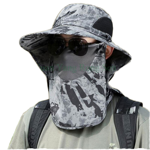 Chapeau Bob Unisexe Séchage Rapide avec Broderie 3D Lettres et Images, Protection Solaire Respirante pour Pêche et Activités de Plein Air, avec Cache-Visage Amovible - Product Image 1