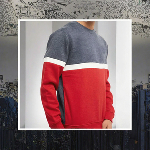 Sweat-shirt à col rond pour homme avec logo personnalisé, couleur contrastée, coupe classique, streetwear d'hiver - Product Image 2